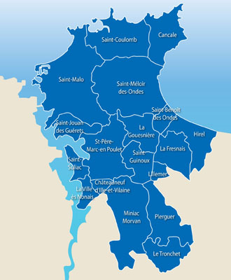 Carte du secteur d’intervention de La P’tite Famille dans le 35.