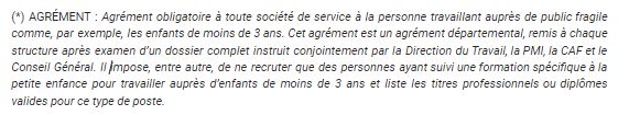 agrément garde enfant de moins de 3 ans