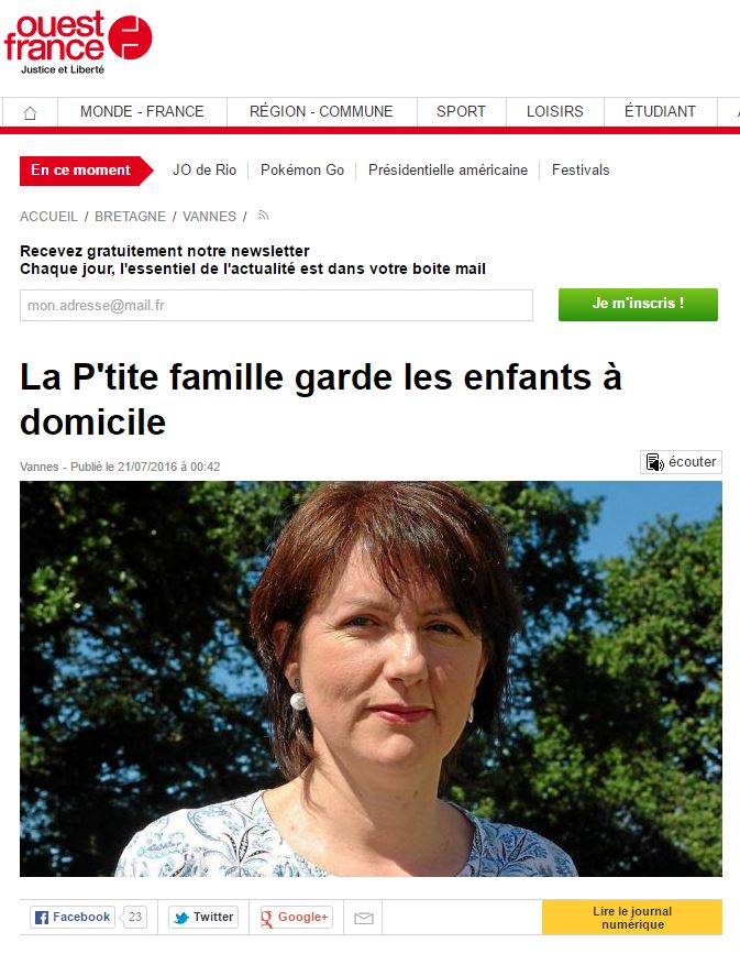 Article sur la Petite Famille : garde d'enfant à vannes